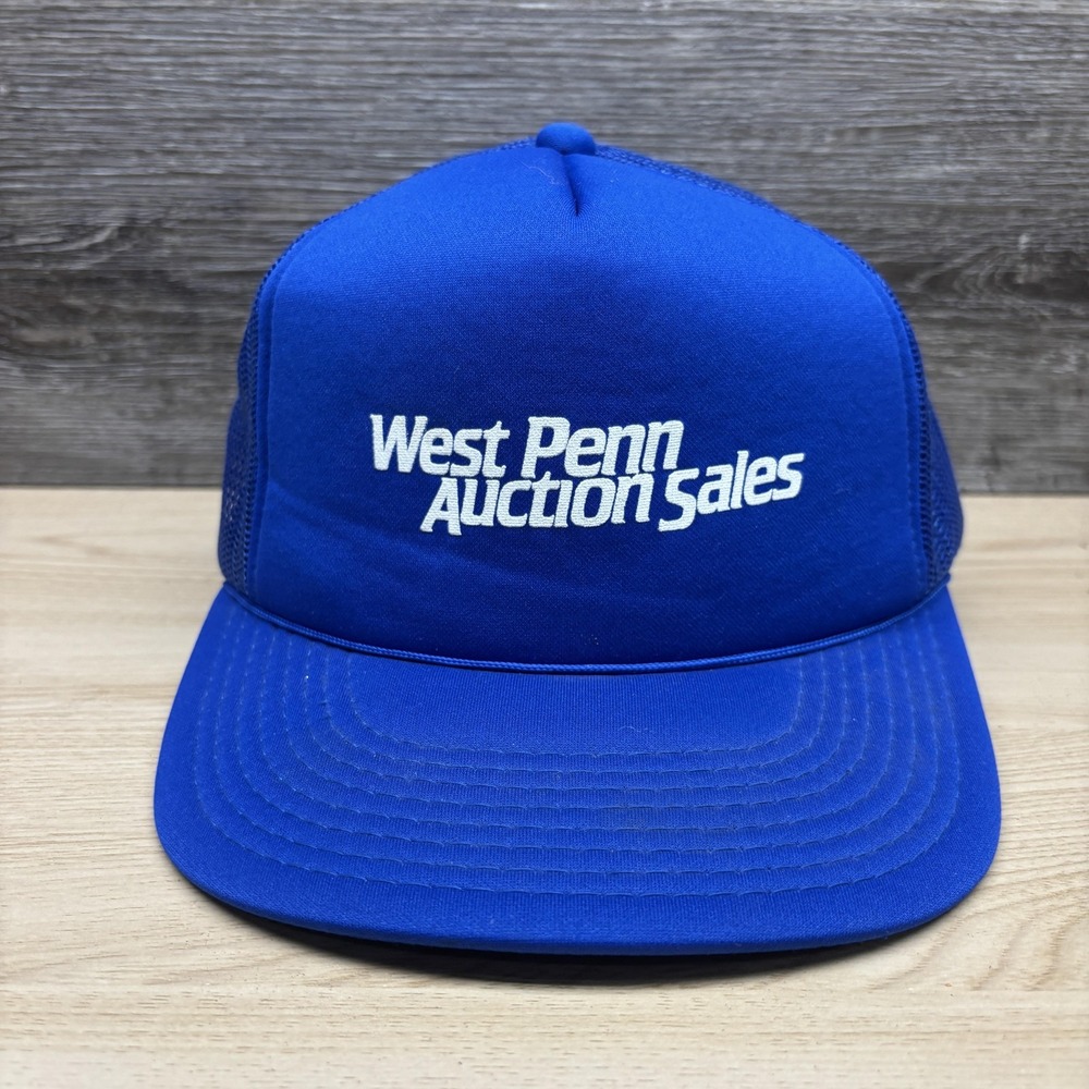 West Penn Auction Sales Hat Cap Snap Back One Size Mens Blue Mesh Trucker
